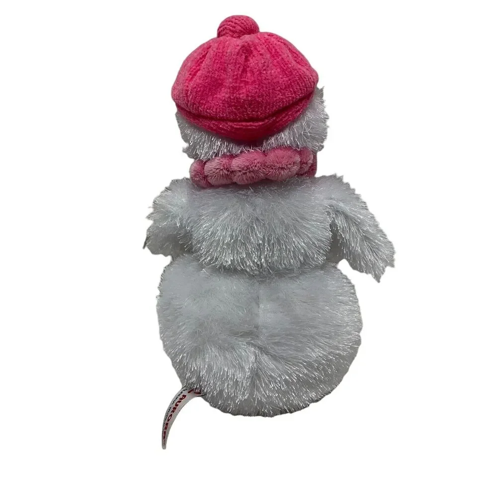 NWT Aurora Frostbite the Snowman Plush Stuffed Animal pink hat scarf